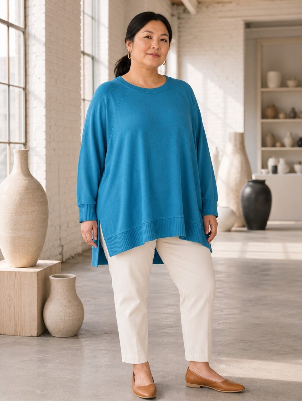 Jane + Delancey NWT Blue Oversized Soft Pullover Sweatshirt Plus 2X